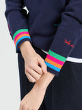 Navy Wool Sweater with Embroidery