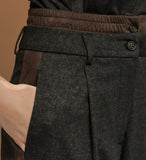 Pants with suede effect detail