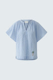Blue and white tunic top
