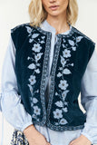 Bin L vest in soft blue velour
