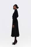 High Waisted Pleated Skirt With Beaded Hem