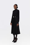 High Waisted Pleated Skirt With Beaded Hem