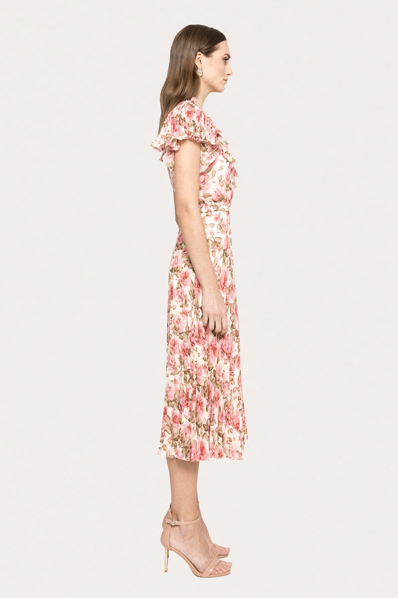 Ruffled Printed Midi Dress