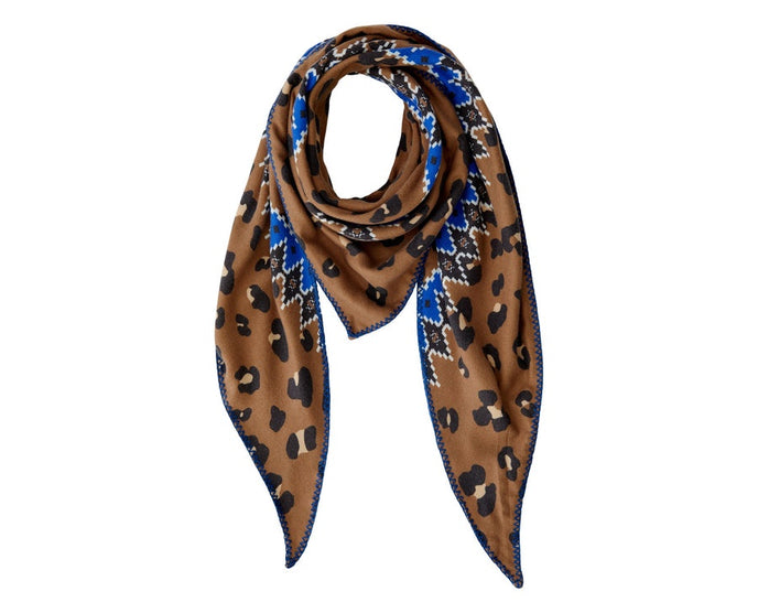 OUI Scarf in Camel/ Blue
