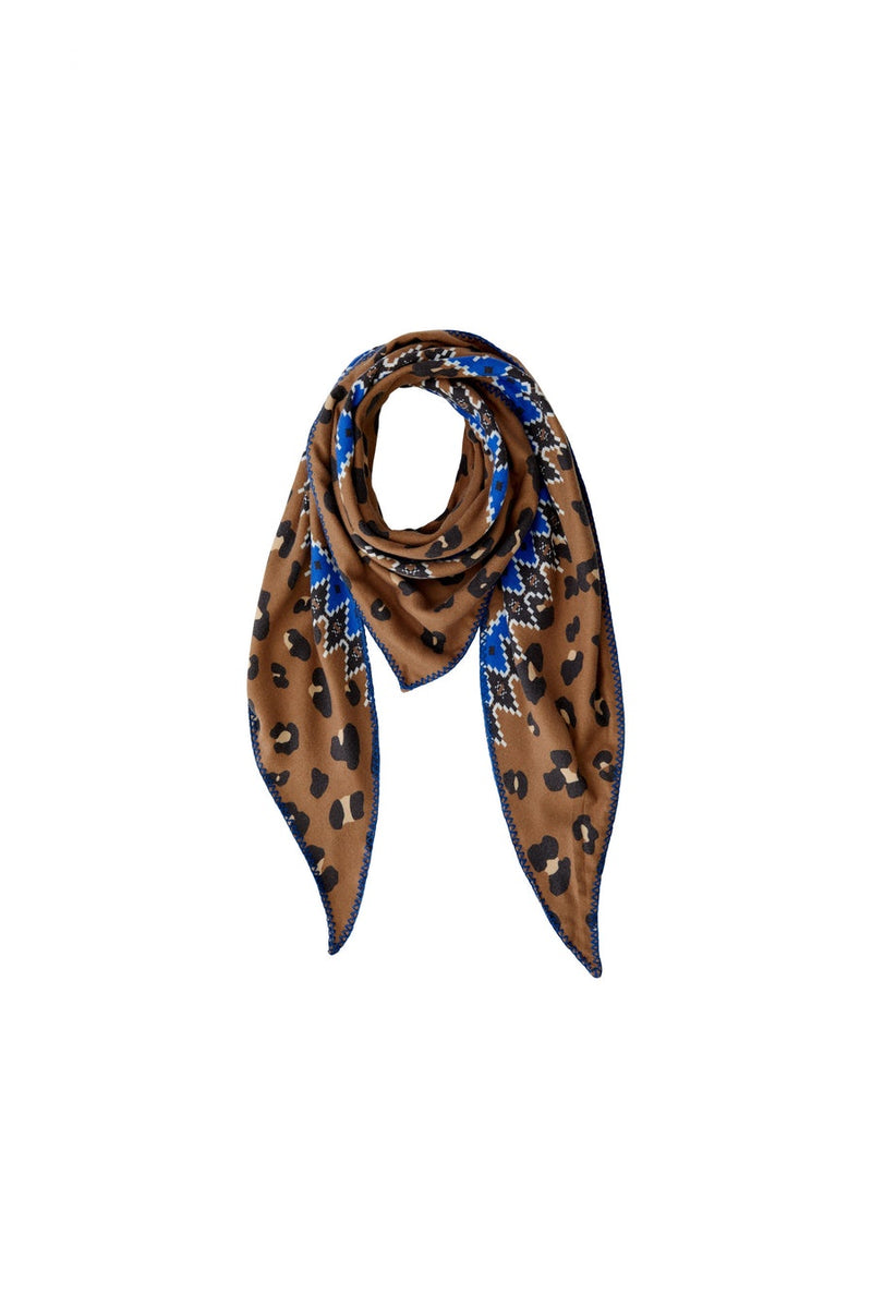 OUI Scarf in Camel/ Blue
