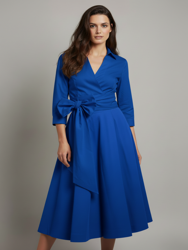 Taffeta dress in cobalt blue