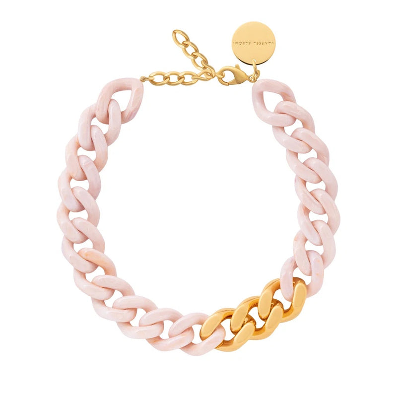 Vanessa Baroni Flat Chain Necklace in Rose Marble
