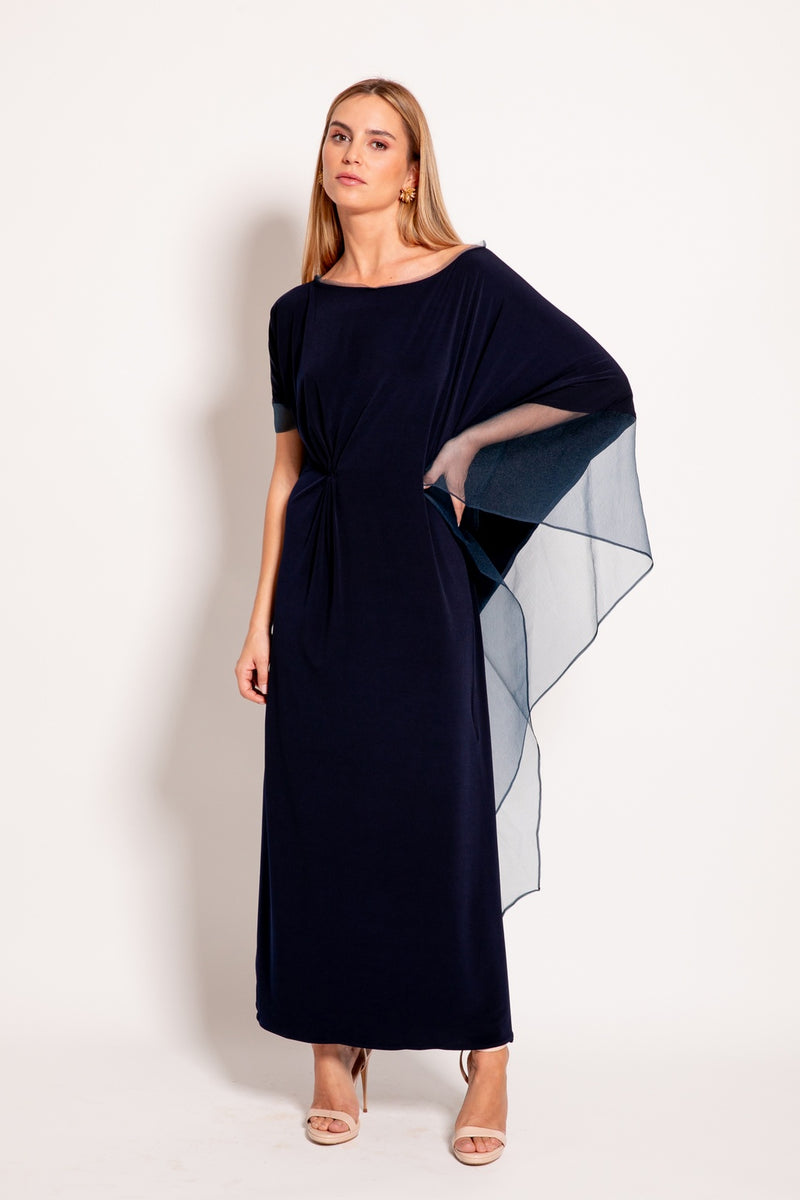 Navy tunic style dress with tulle embellishment