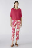Stretch trousers in pink and stone