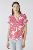 V neck top in pink and stone