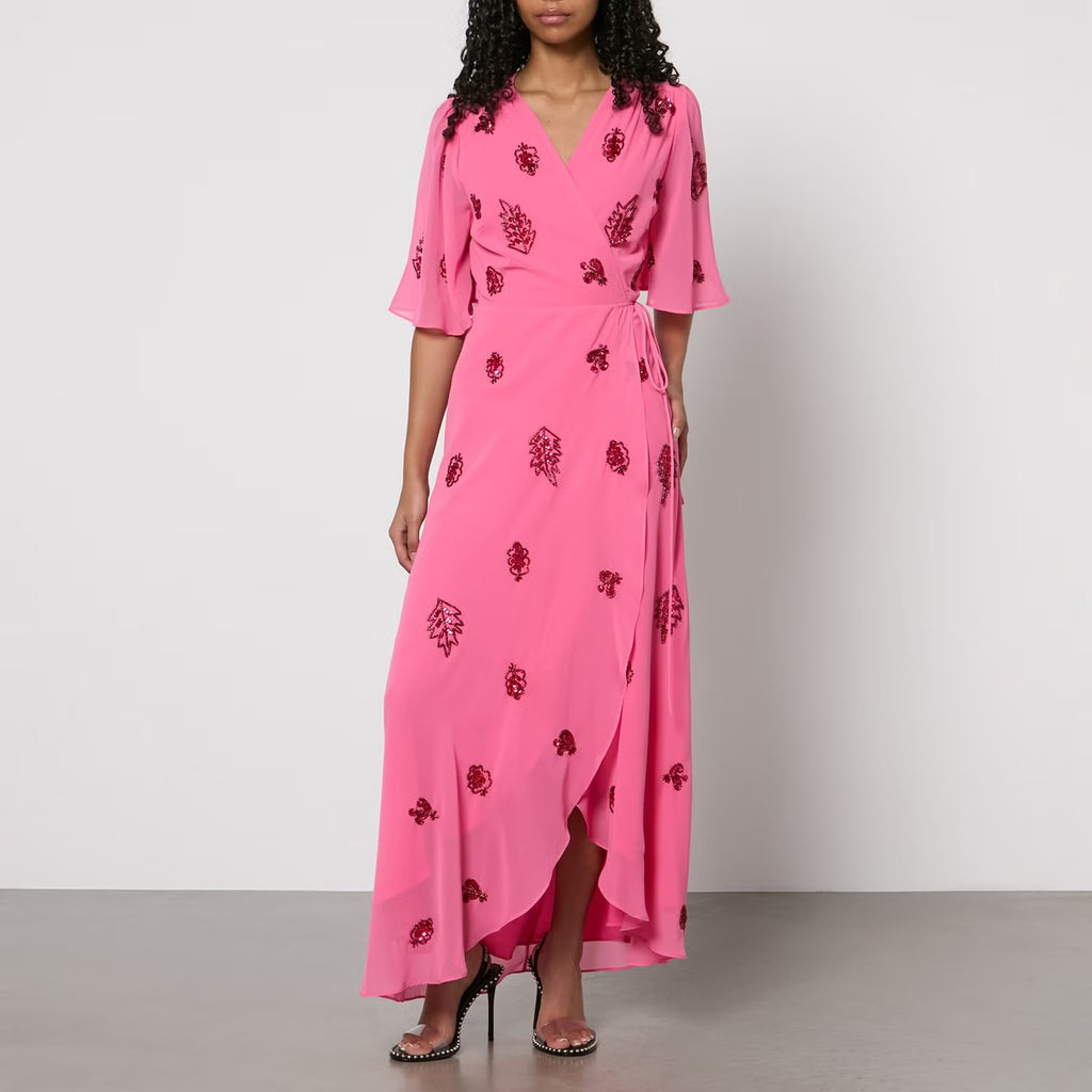 Embellished Chiffon Wrap Maxi Dress AislingMaherBoutique Embellished Chiffon Wrap Maxi Dress AislingMaherBoutique