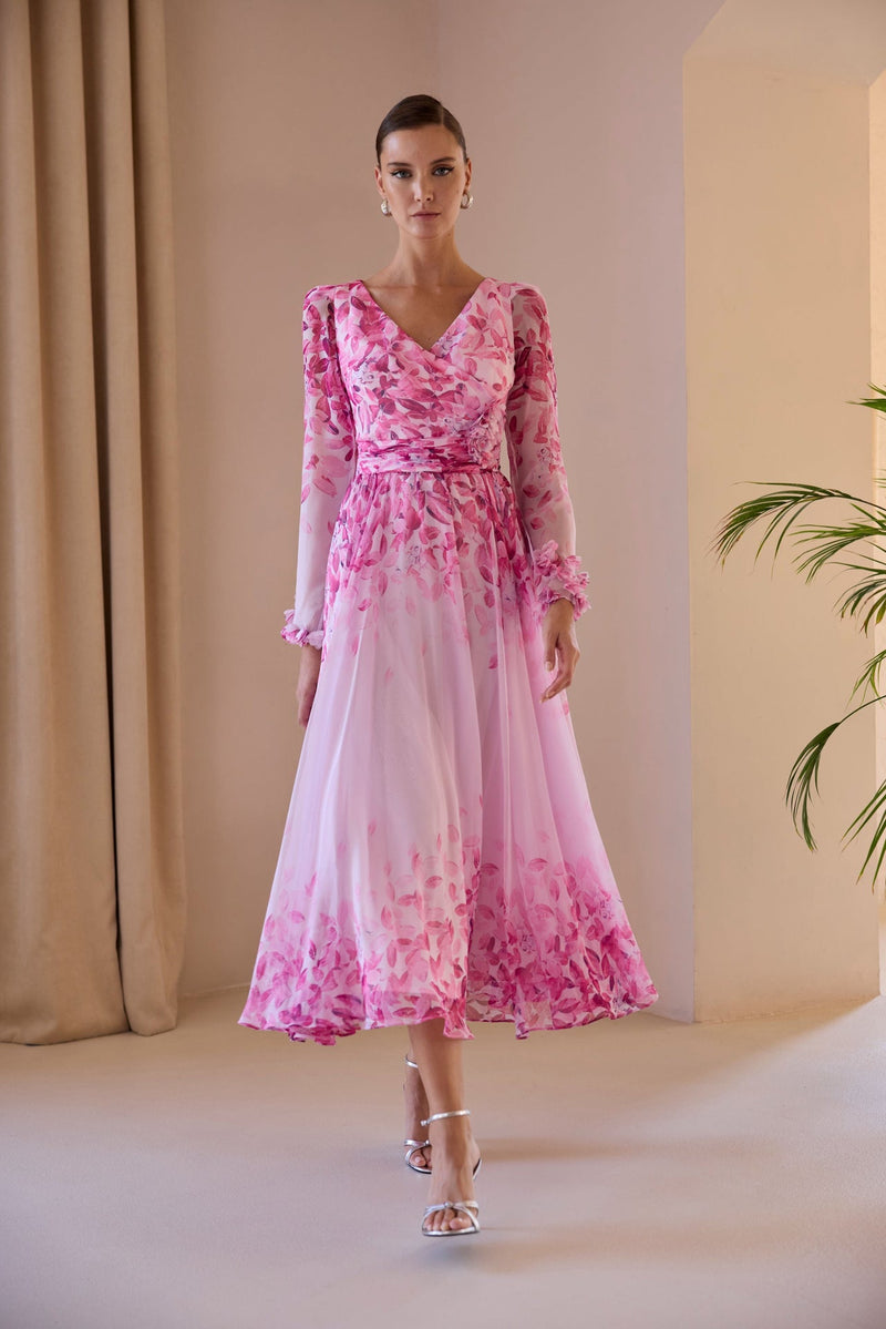Pink petal chiffon dress