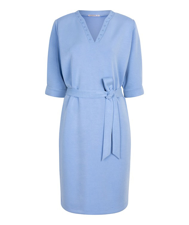 Sky Blue Scuba Dress with Vneck