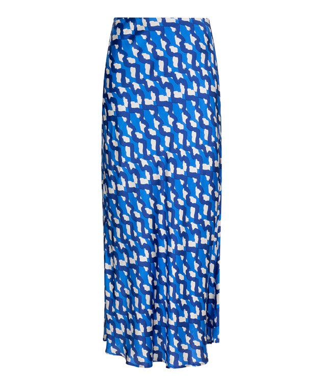 Blue and ivory printed skirt