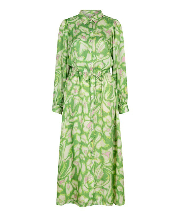 Green and pink printed dress