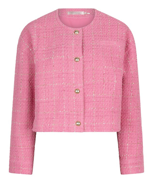 Cropped Pink Boucle Jacket