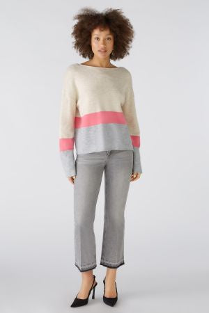 Striped sweater in beige pink and grey