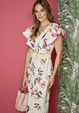 Floral Dress with Pink Trims