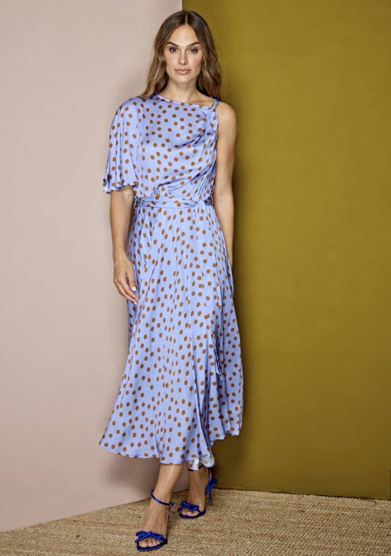 Blue with Brown Polka Dots Dress