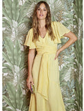 Lemon Check Dress with Obi Belt