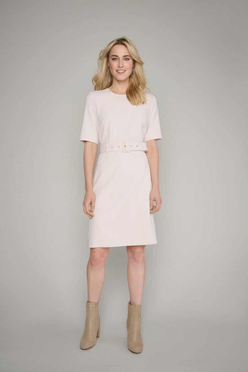 Belted dress in soft cream