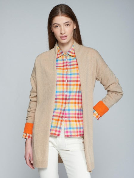 Cardigan in camel and orange
