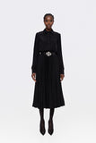 High Waisted Pleated Skirt With Beaded Hem
