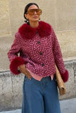 Burgundy Fawn Jacket with Fur Collar