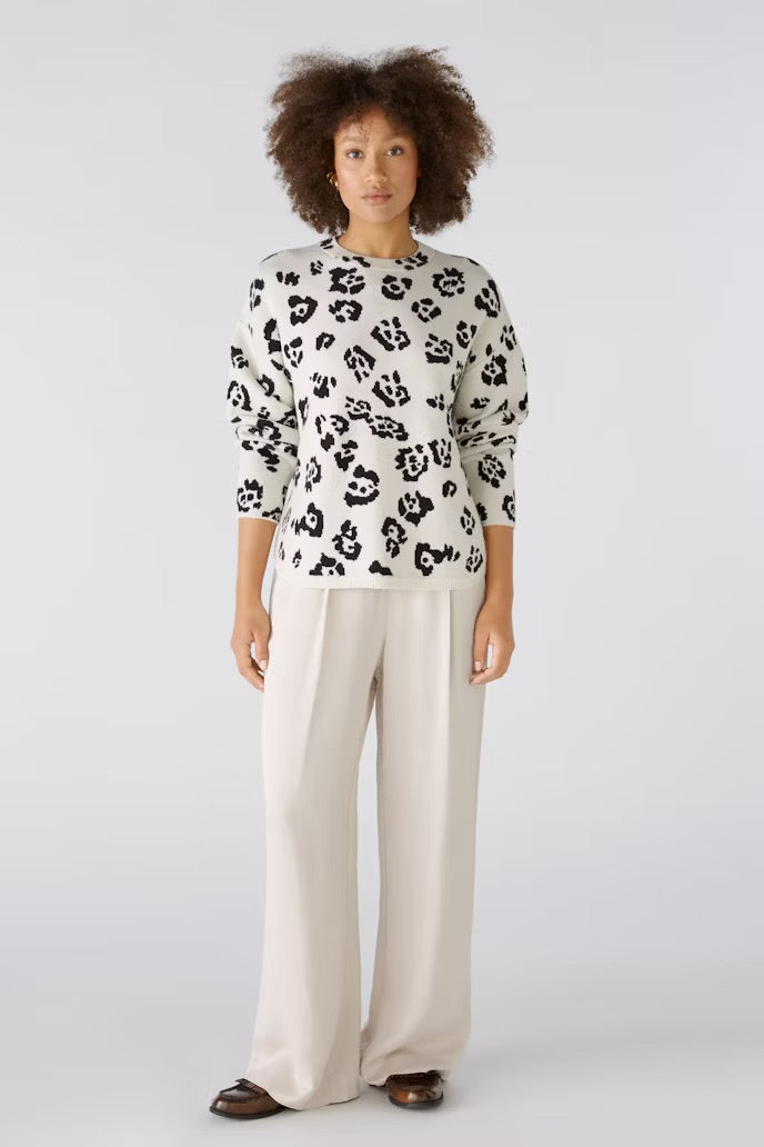 Viscose blend pullover with Jacquard pattern