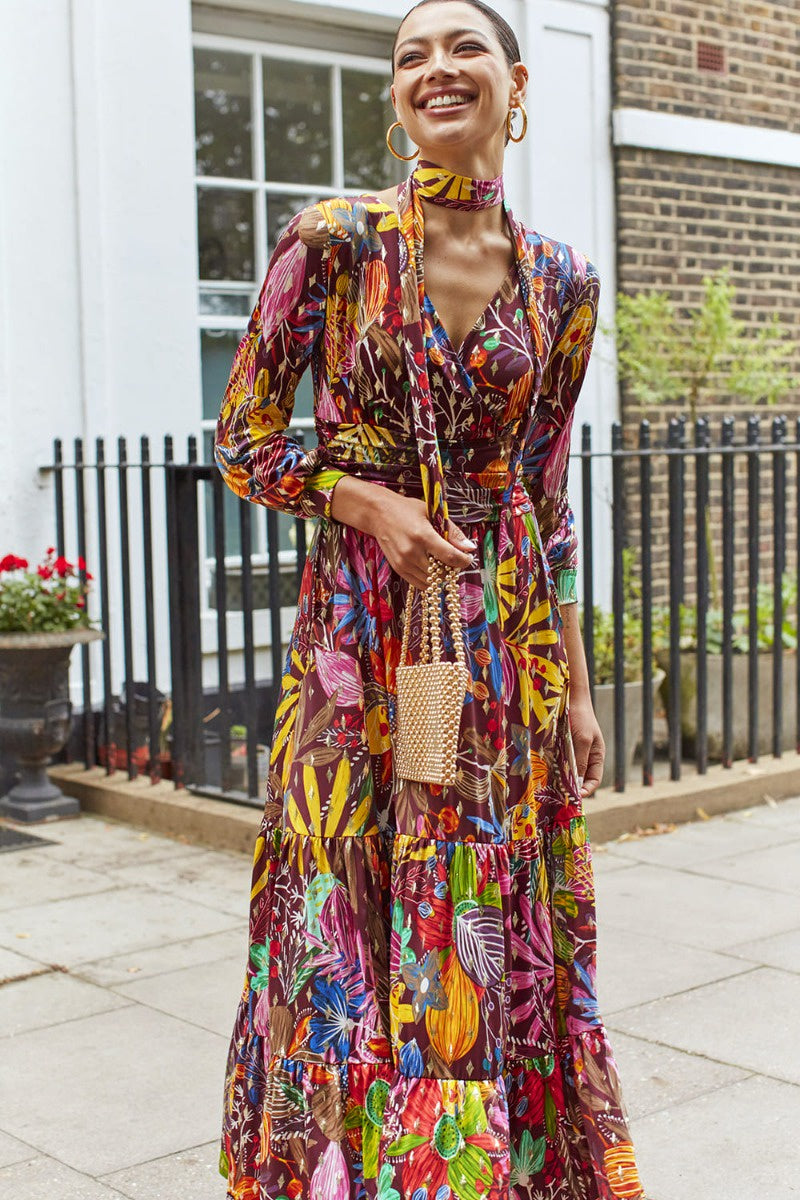Faye maxi dress moonlight brown gold