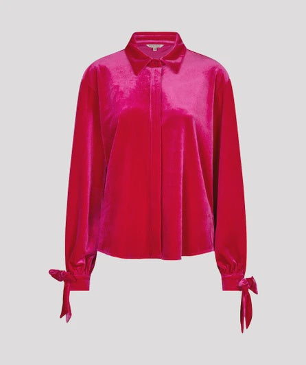 Velour shirt in bright fuschia