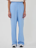 Linen mix trousers in blue with white pinstripe