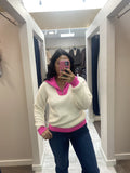 Beckenridge Sweater Cream and Pink