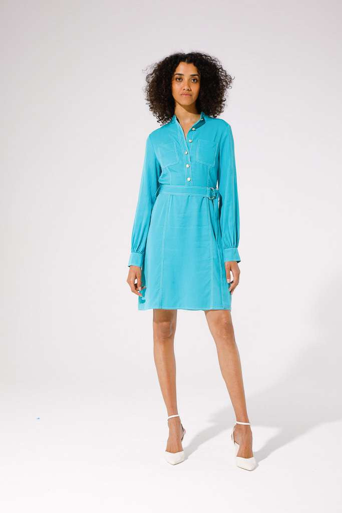 Deep torquise shirt style dress