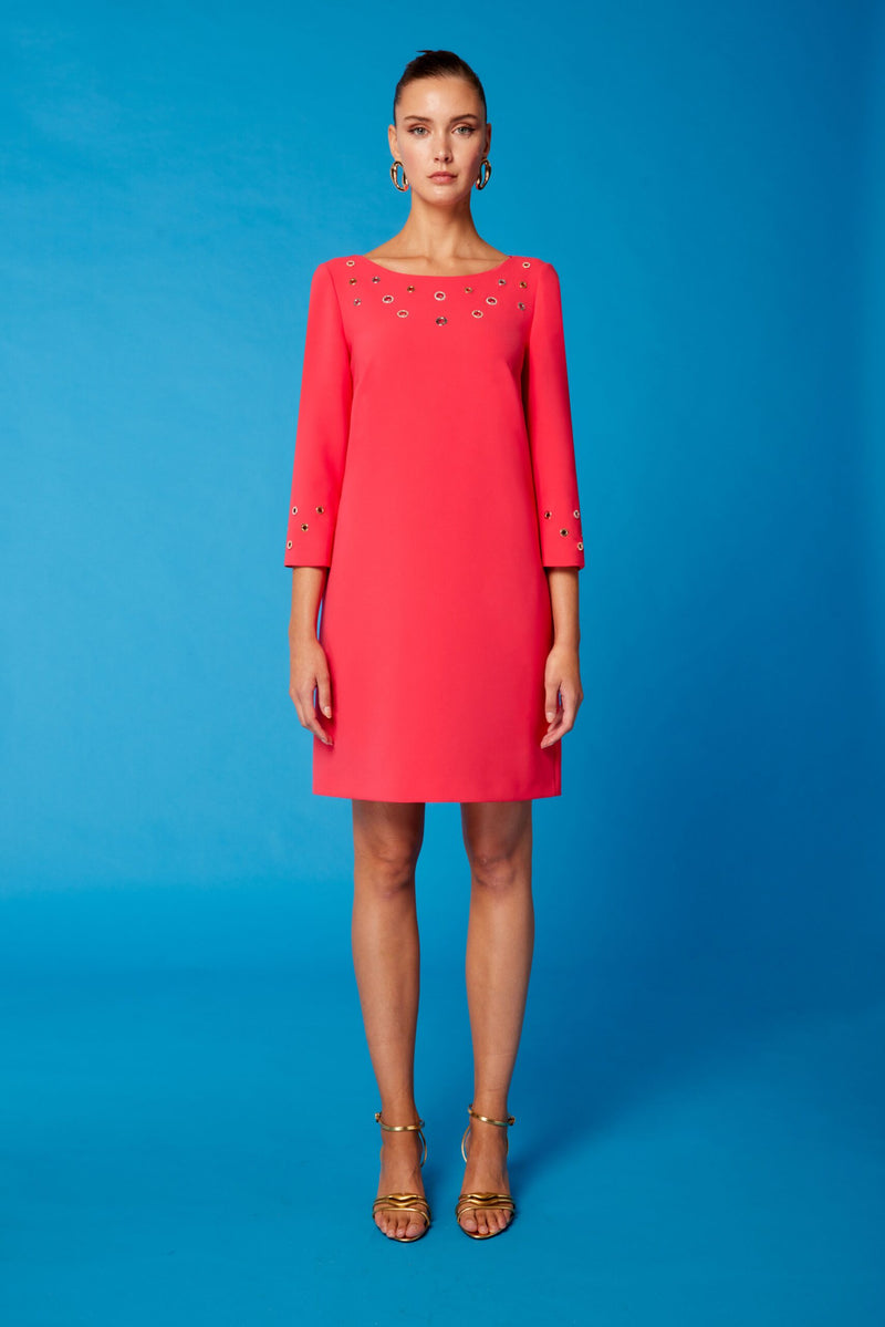 Raspberry pink dress with eyelets