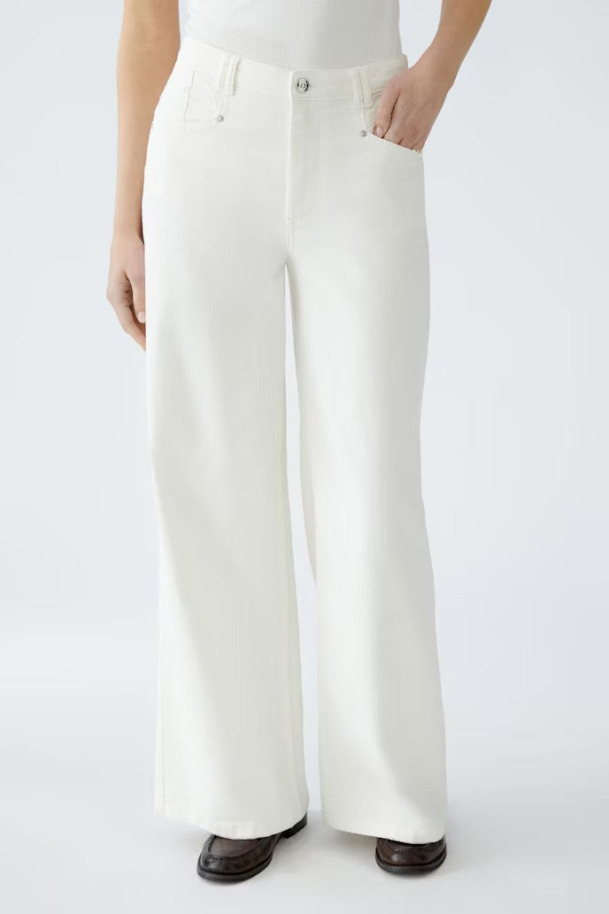 High rise wide leg jeans in light cream