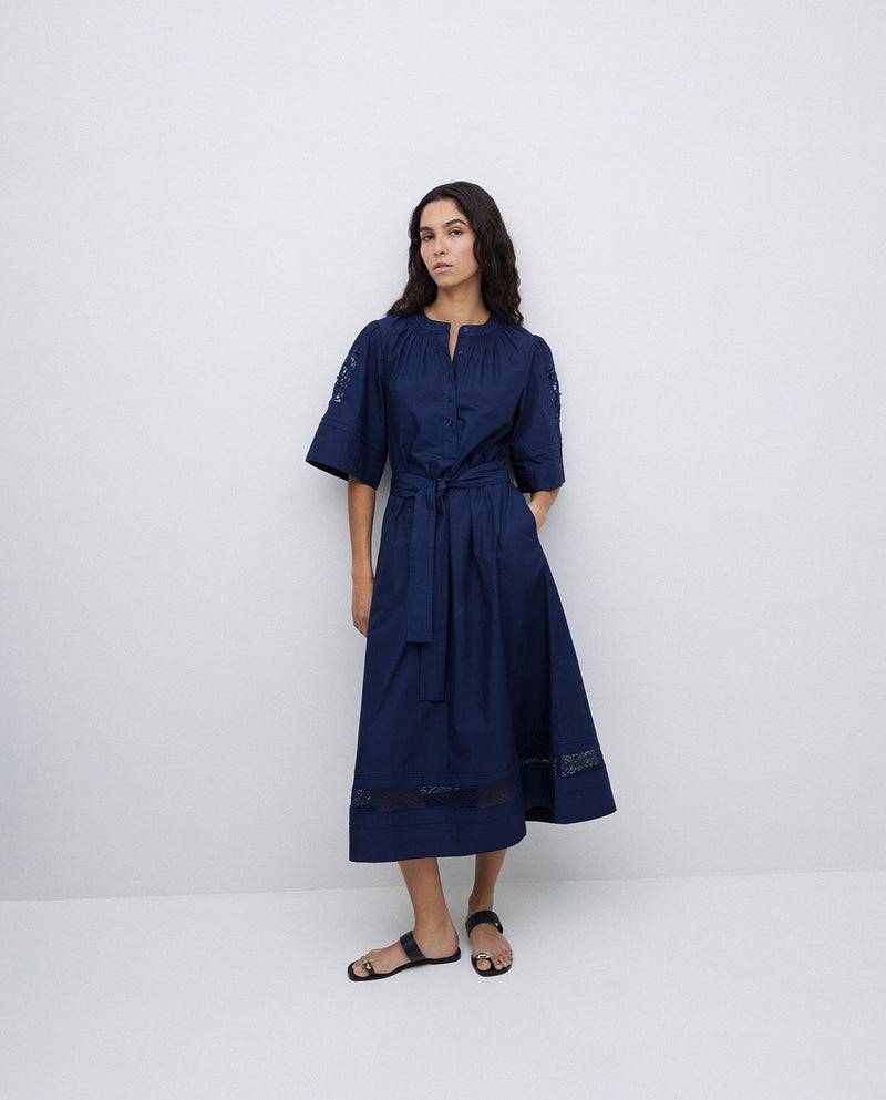 Poplin dress with lace