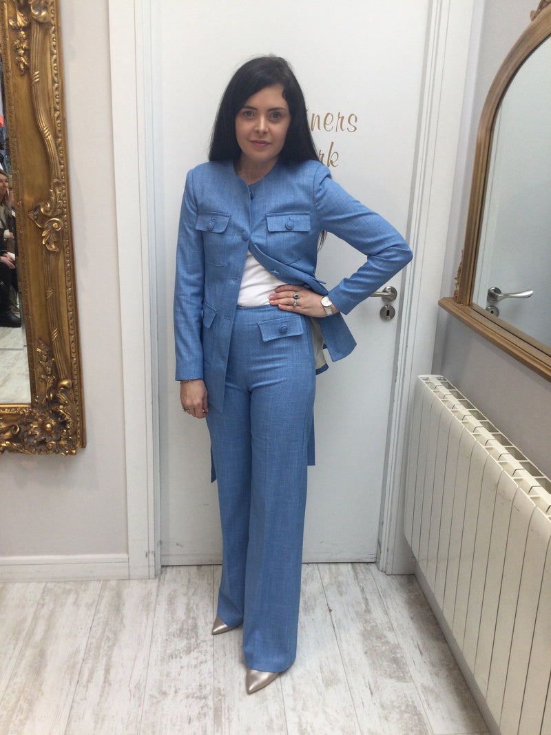 Blue Tailored Trouser with pocket