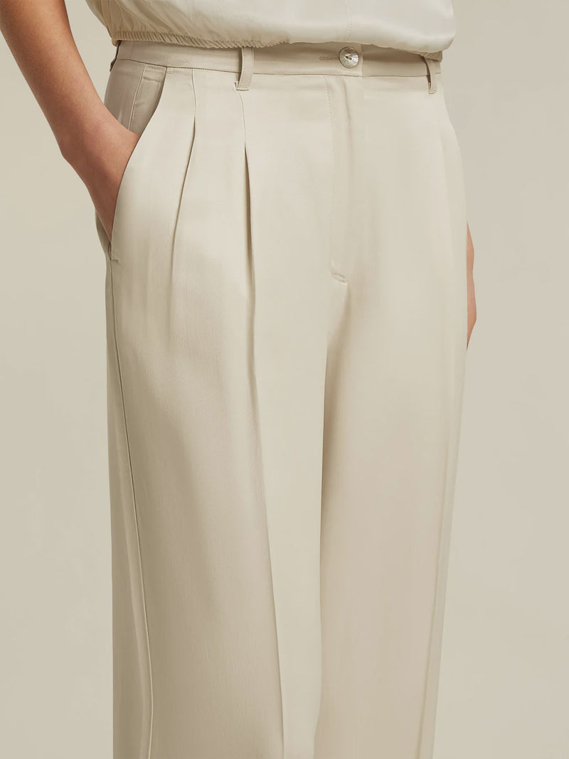 Matt satin trousers with pleated front