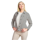 Casual jacket in taupe/black/white oval pattern