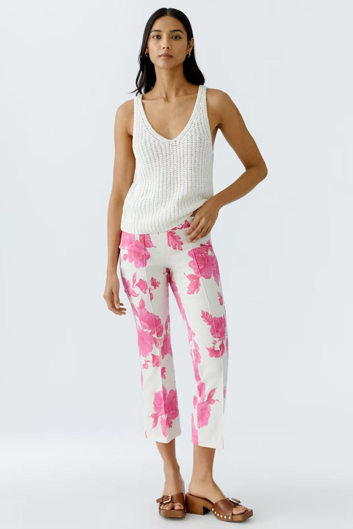 Capri trousers in white and pink