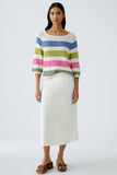3/4 sleeve striped summer sweater
