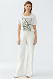 T shirt with placed leaf print