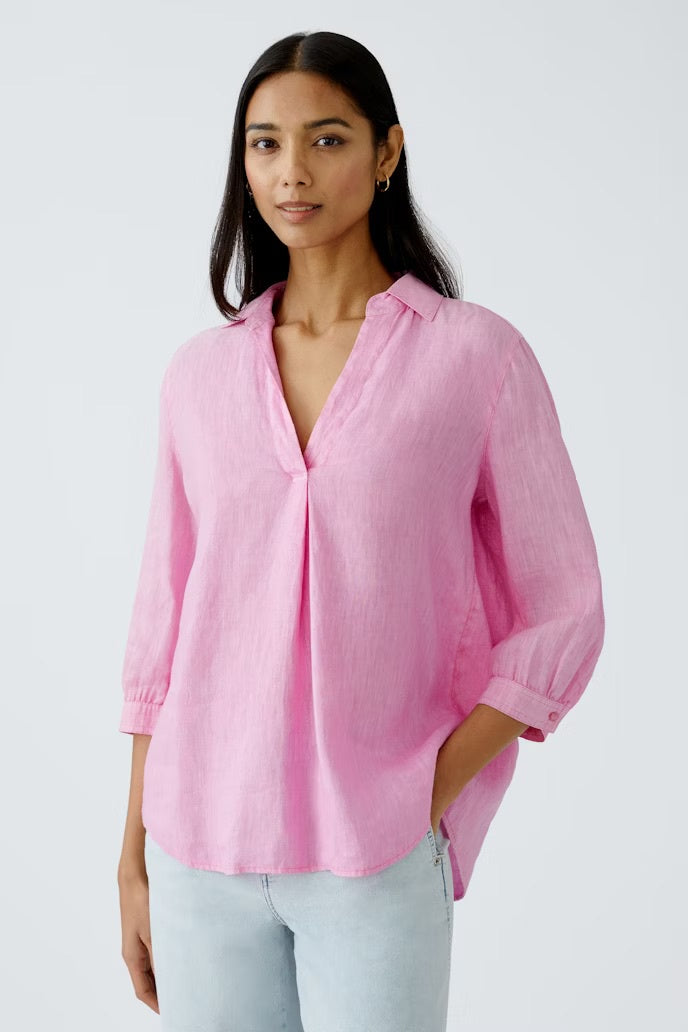 Lightweight linen tunic in orchid pink