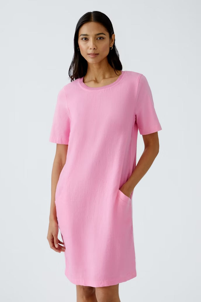 Linen and jersey dress in wild orchid pink