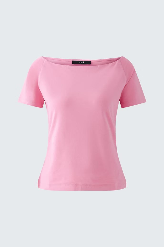 T-shirt with feminine neckline