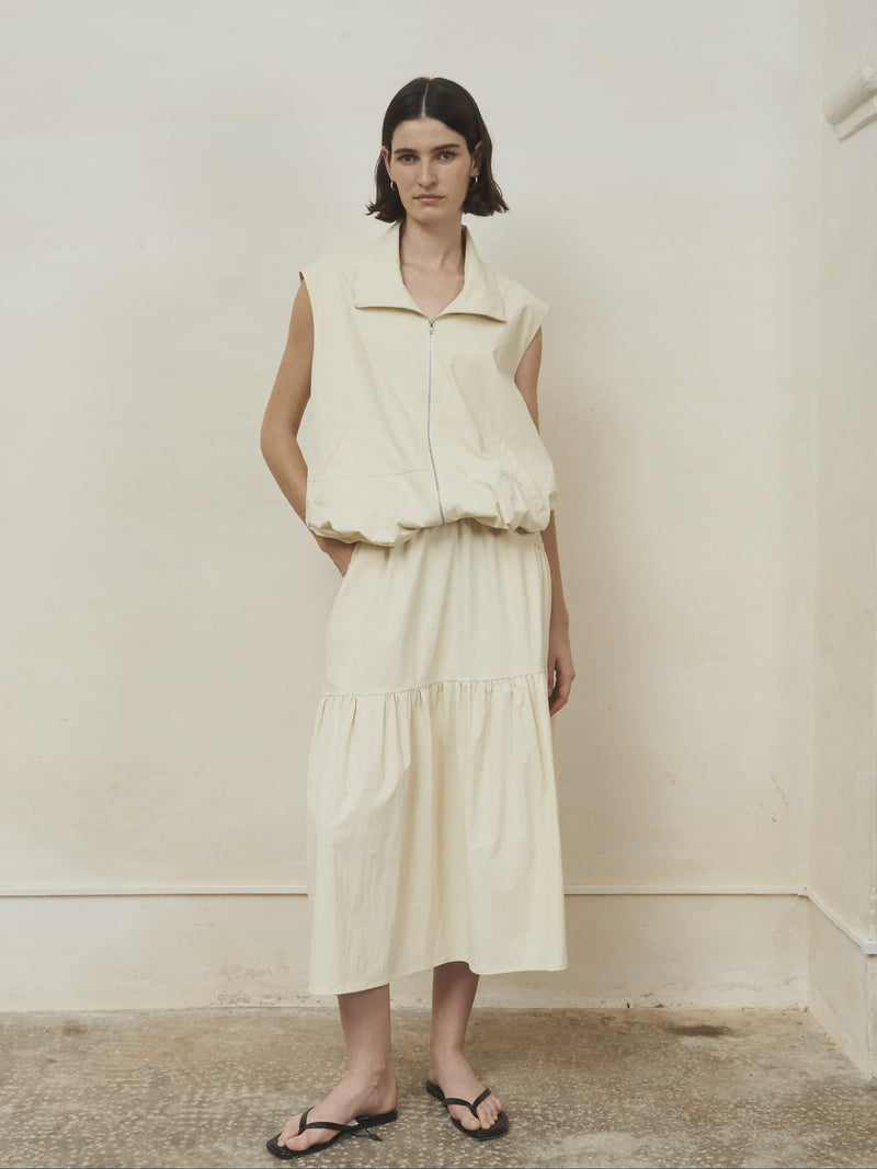 Eridani tiered skirt in deep cream