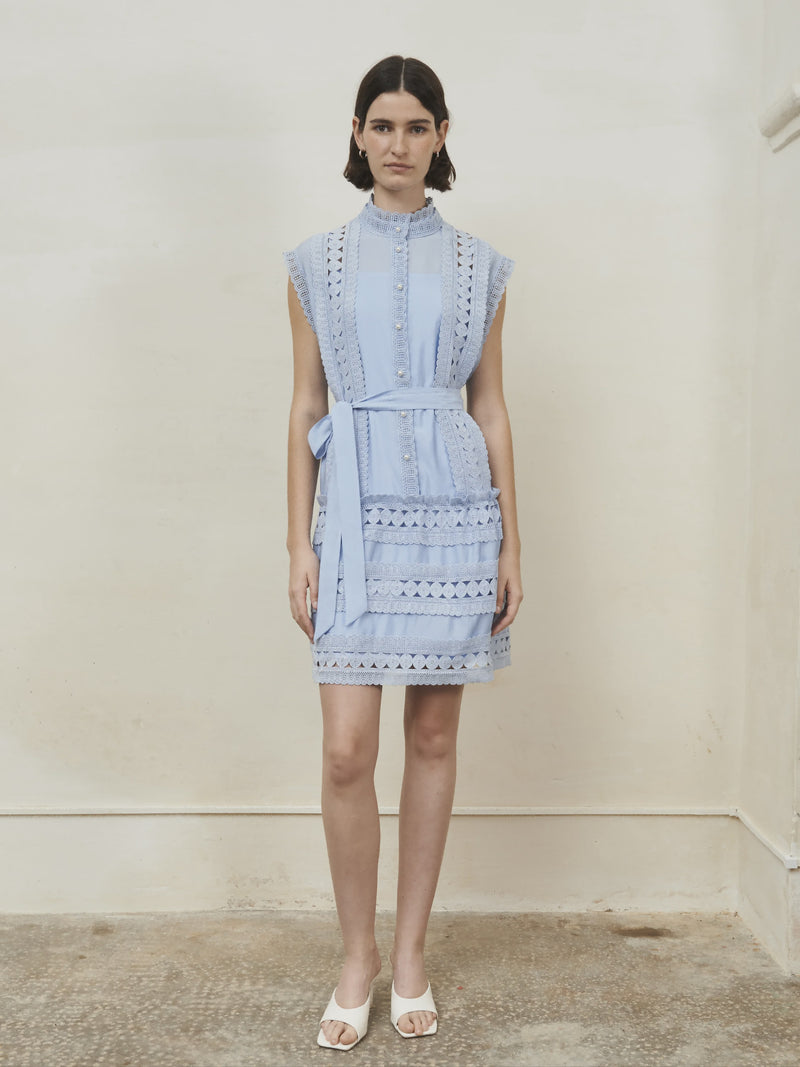 Nuage dress with lace in blue