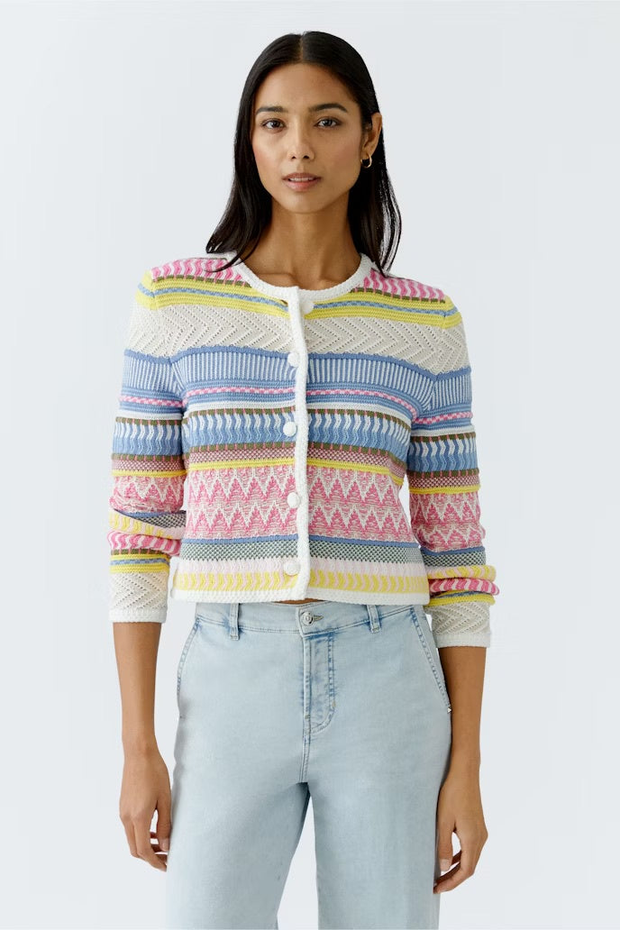 Cropped cardigan in summery colour mix