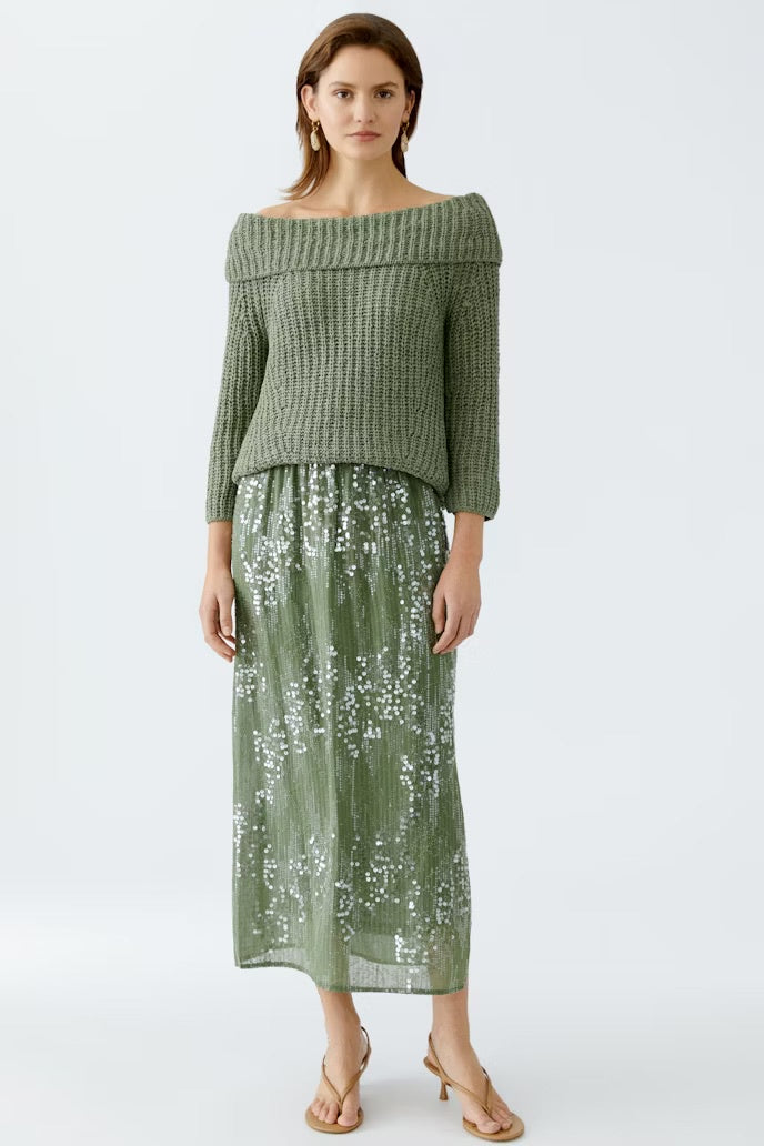 Green sequin skirt